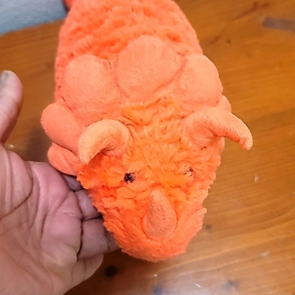 Unbranded Triceratops Dinosaur Plush Toy Unisex Orange Popcorn Fleece Shaggy 15